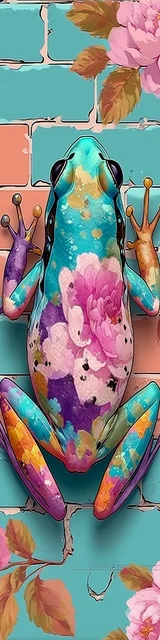 Free printable frog bookmark featuring blue wall climbing frog